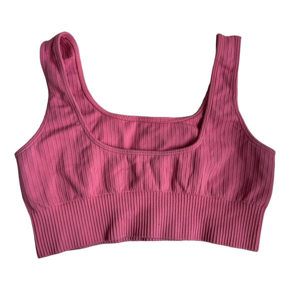 Pink Ribbed Sports Bra Neu Apparel Neuapparel XS Extra Small Seamless - Picture 2 of 8